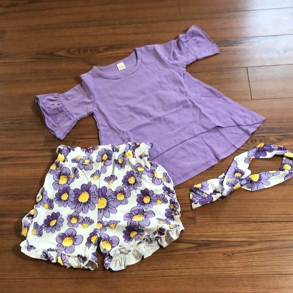 Other - GIRLS Purple Floral Matching Outfit